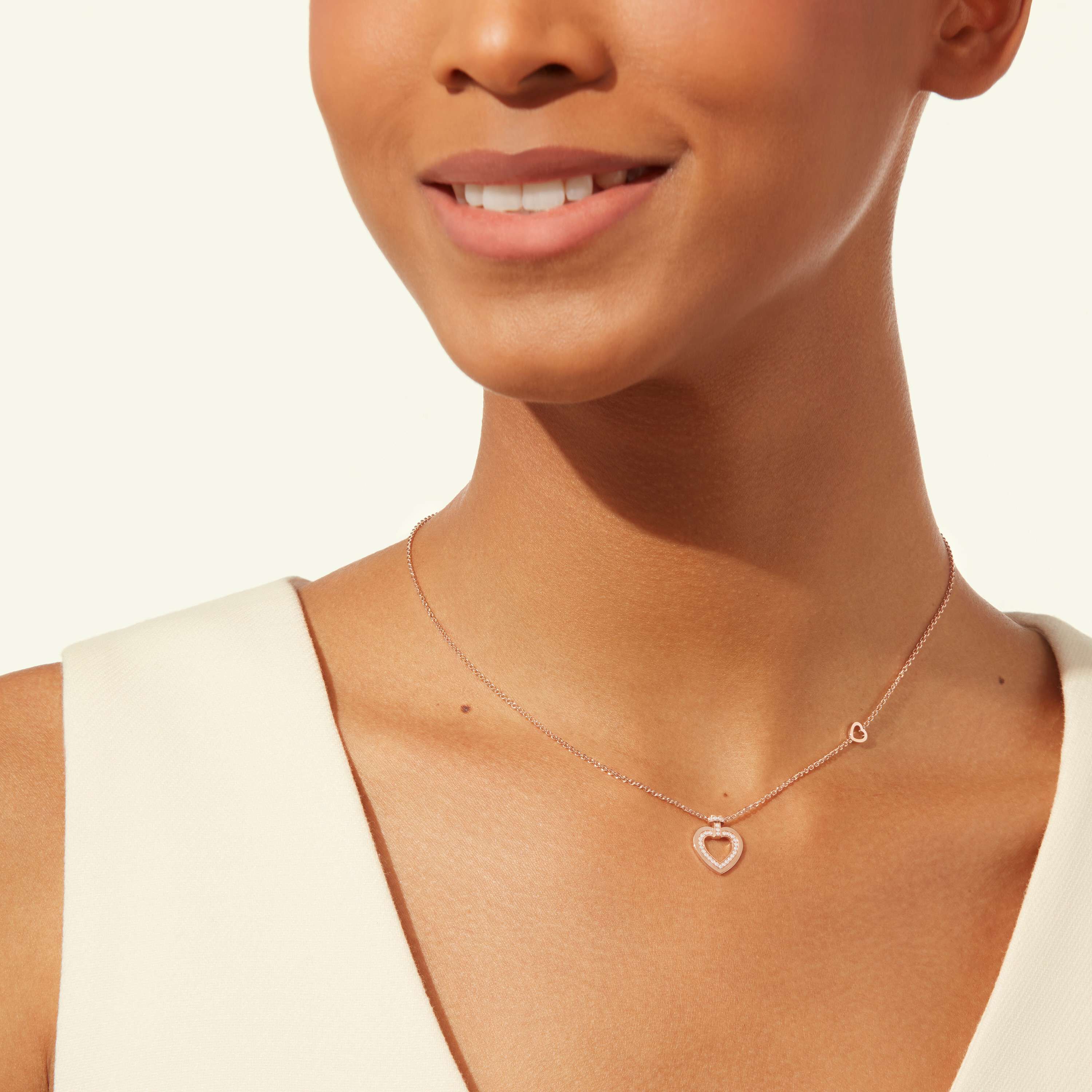 Fred Pretty Woman Small Rose Gold and Diamond Heart Pendant